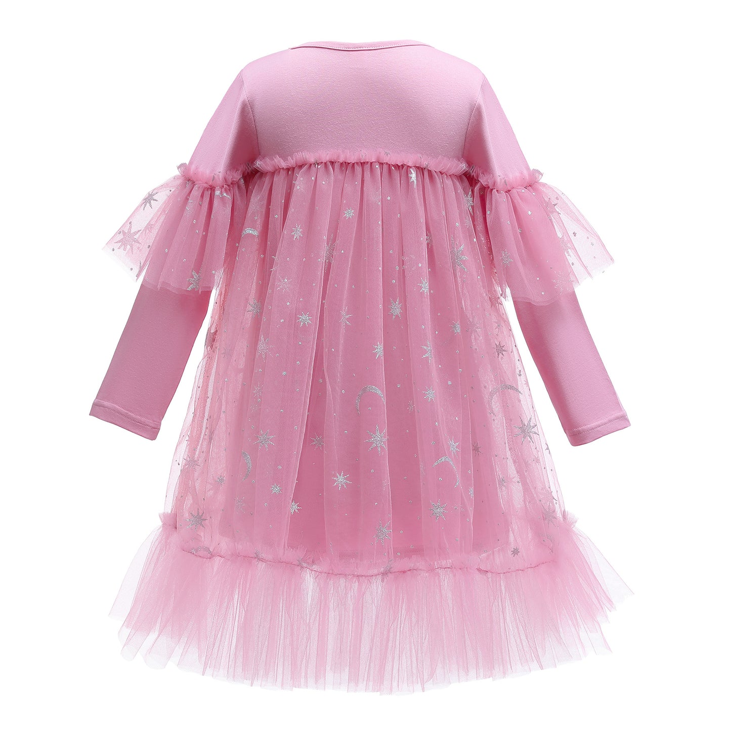 Kids Fashion Princess Dress Girls Star Sequins Long Sleeve Winter Gauze Performance Dress One Piece Party Dress C875