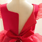 Princess Dress Embroidery Ruffle Sleeve Gauze Dress 1PCS Princess Dress Red 8432