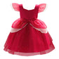 Princess Dress Embroidery Ruffle Sleeve Gauze Dress 1PCS Princess Dress Red 8432
