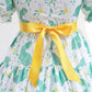 Girls Princess Dress Rabbit Print Floral Print Evening Bubble Sleeve Dress One Piece Party Feast Dress Green ZT-8573