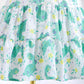 Girls Princess Dress Rabbit Print Floral Print Evening Bubble Sleeve Dress One Piece Party Feast Dress Green ZT-8573