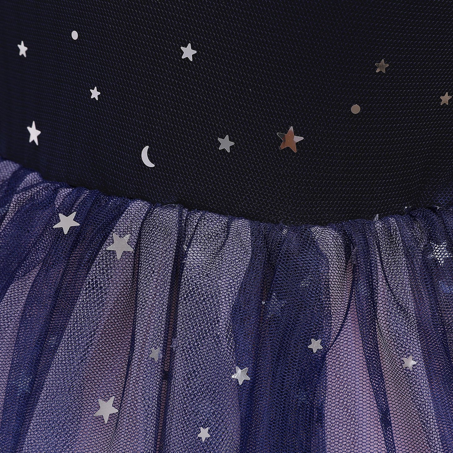 Little Girls Princess Dress Star Print Sequins Gauze Baby Girls Puffy Dress 1PCS Princess Dress Blue C861