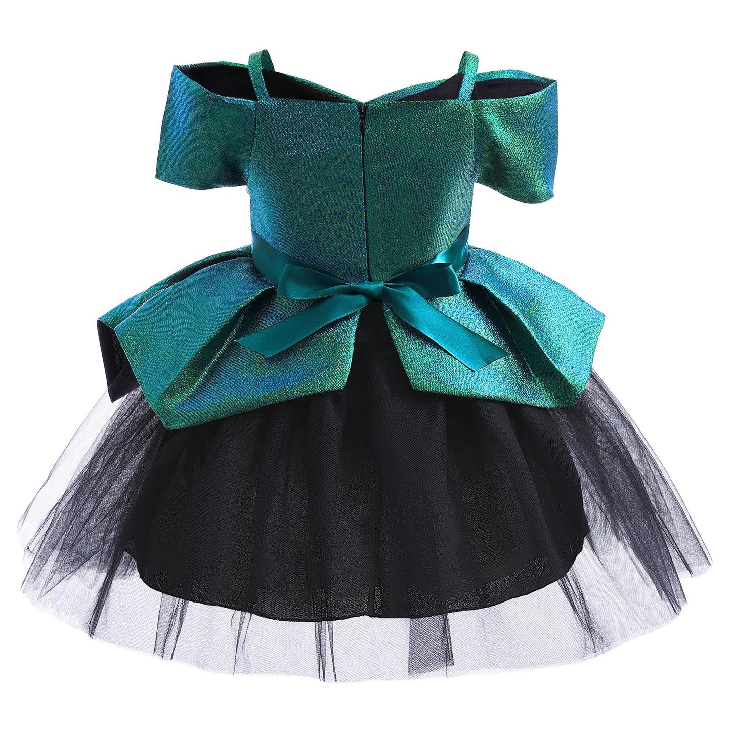 Baby Girls Princess Dress Off The Shoulder Gauze One Piece Party Dress Green 8437